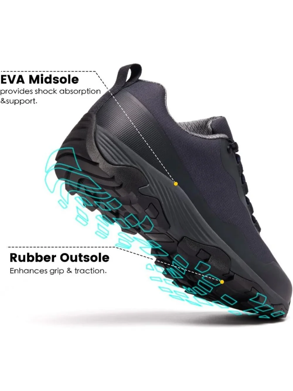 Men's Navy Trekking Shoes Low Top Round Toe Non Slip Zipper Hiking Boots